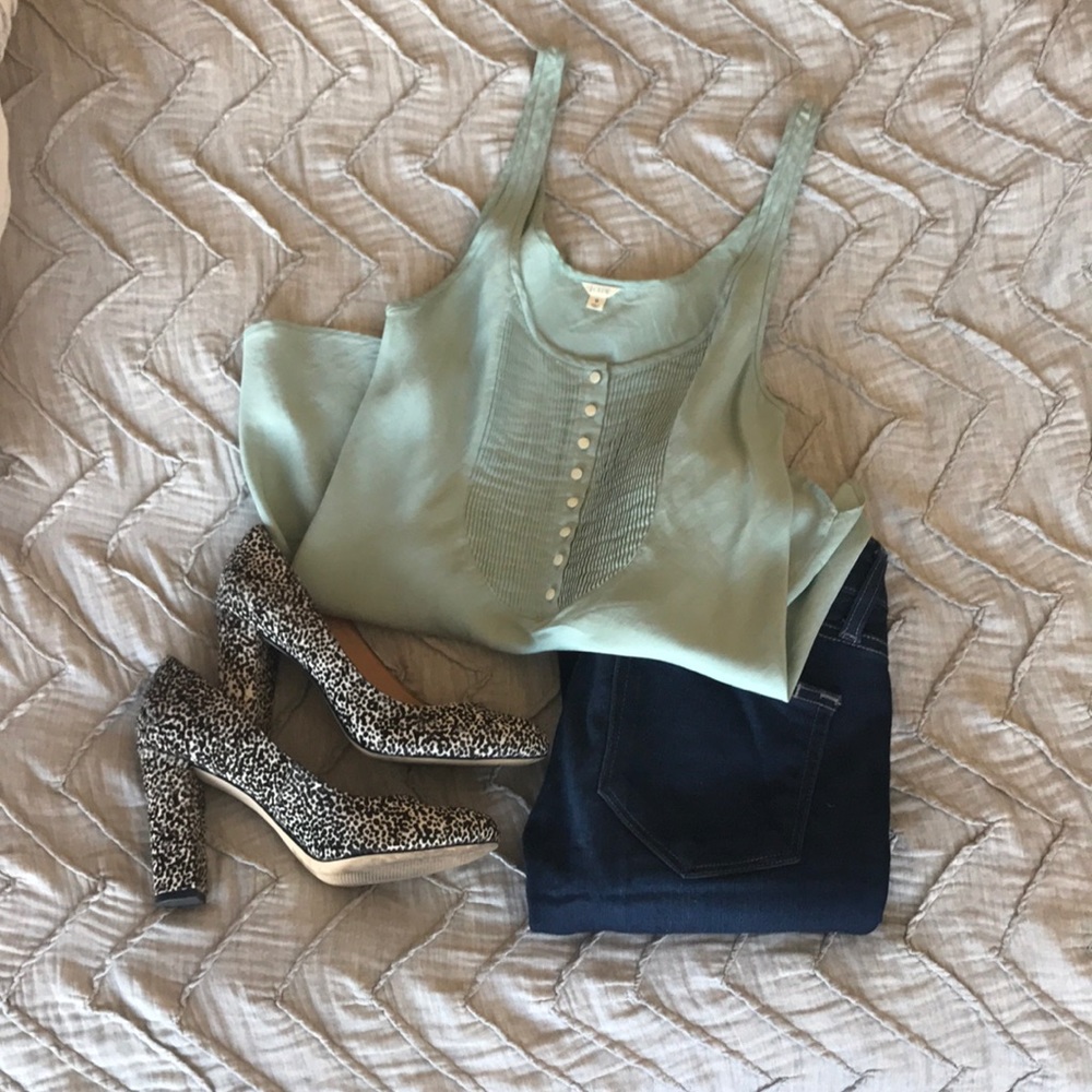 J.Crew silk button front tank top